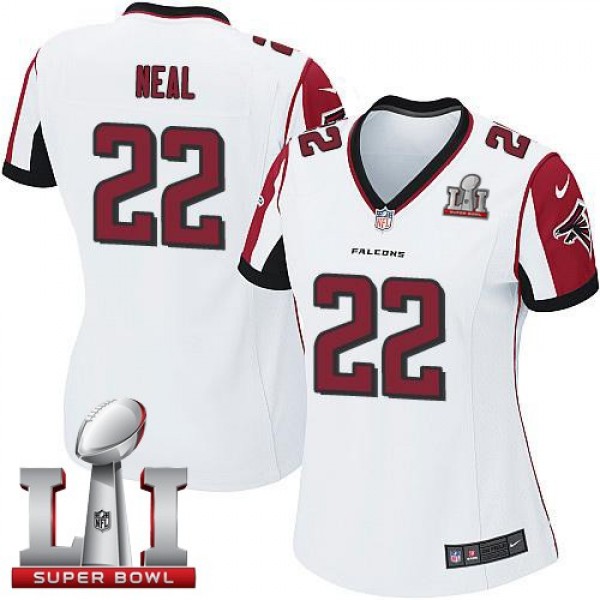 Women's Falcons #22 Keanu Neal White Super Bowl LI 51 Stitched NFL Elite Jersey