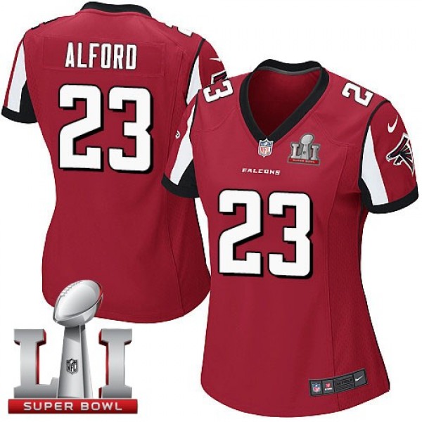 Women's Falcons #23 Robert Alford Red Team Color Super Bowl LI 51 Stitched NFL Elite Jersey
