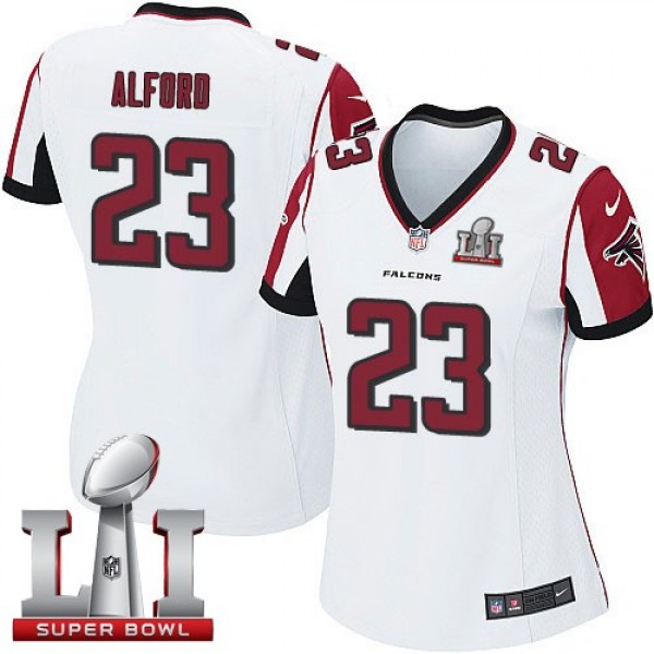 Women's Falcons #23 Robert Alford White Super Bowl LI 51 Stitched NFL Elite Jersey