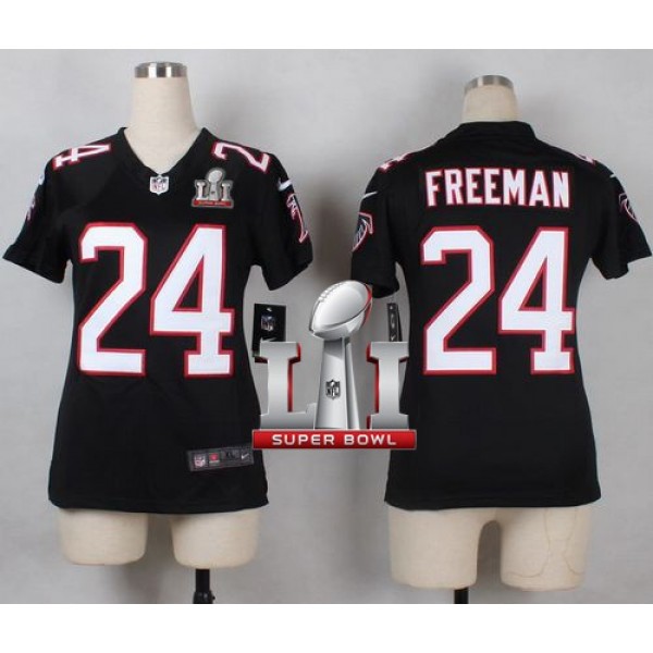 Women's Falcons #24 Devonta Freeman Black Alternate Super Bowl LI 51 Stitched NFL Elite Jersey
