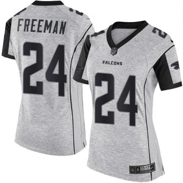 Women's Falcons #24 Devonta Freeman Gray Stitched NFL Limited Gridiron Gray II Jersey