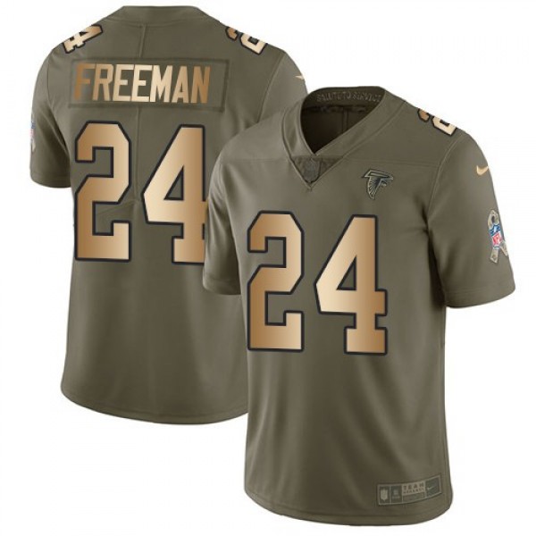 Nike Falcons #24 Devonta Freeman Olive/Gold Men's Stitched NFL Limited 2017 Salute To Service Jersey