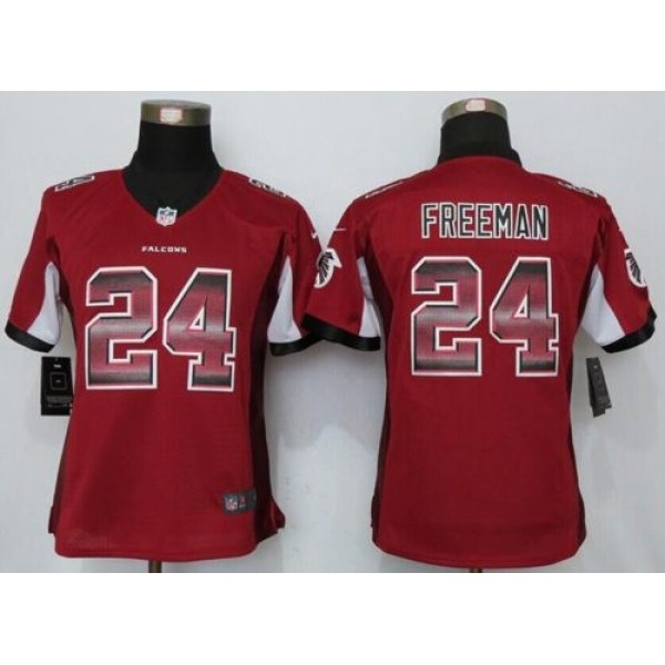 Women's Falcons #24 Devonta Freeman Red Team Color Stitched NFL Elite Strobe Jersey