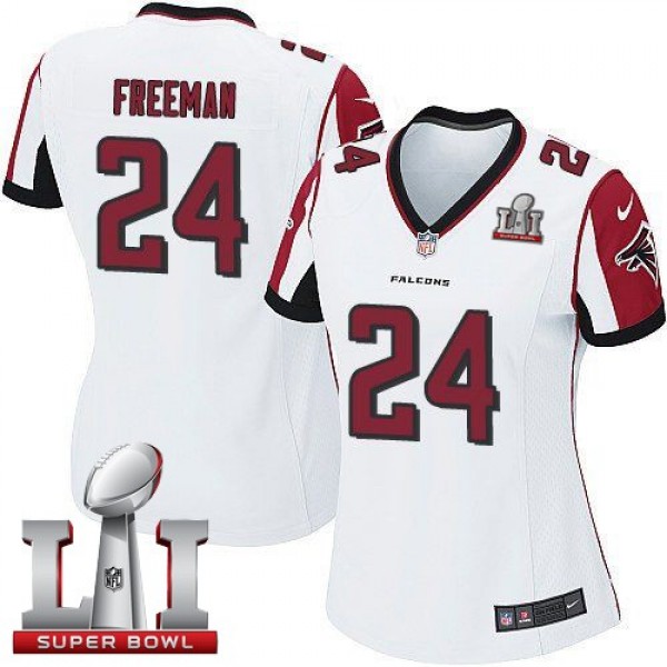 Women's Falcons #24 Devonta Freeman White Super Bowl LI 51 Stitched NFL Elite Jersey