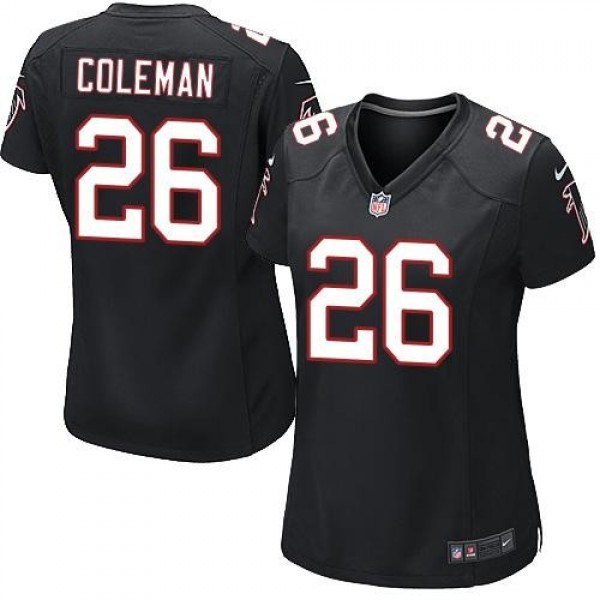 Women's Falcons #26 Tevin Coleman Black Alternate Stitched NFL Elite Jersey