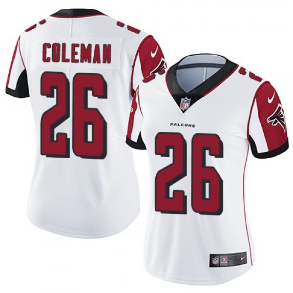 Women's Falcons #26 Tevin Coleman White Stitched NFL Vapor Untouchable Limited Jersey