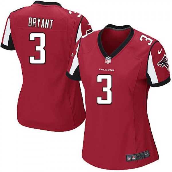 Women's Falcons #3 Matt Bryant Red Team Color Stitched NFL Elite Jersey