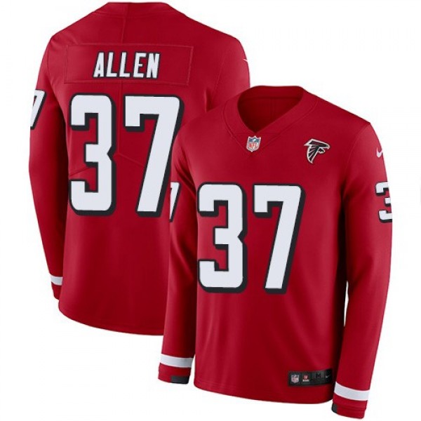Nike Falcons #37 Ricardo Allen Red Team Color Men's Stitched NFL Limited Therma Long Sleeve Jersey