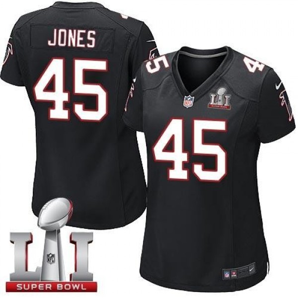 Women's Falcons #45 Deion Jones Black Alternate Super Bowl LI 51 Stitched NFL Elite Jersey