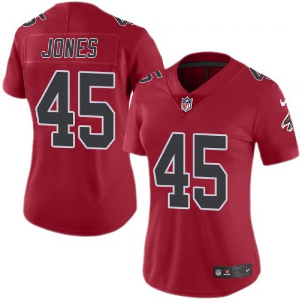 Women's Falcons #45 Deion Jones Red Stitched NFL Limited Rush Jersey