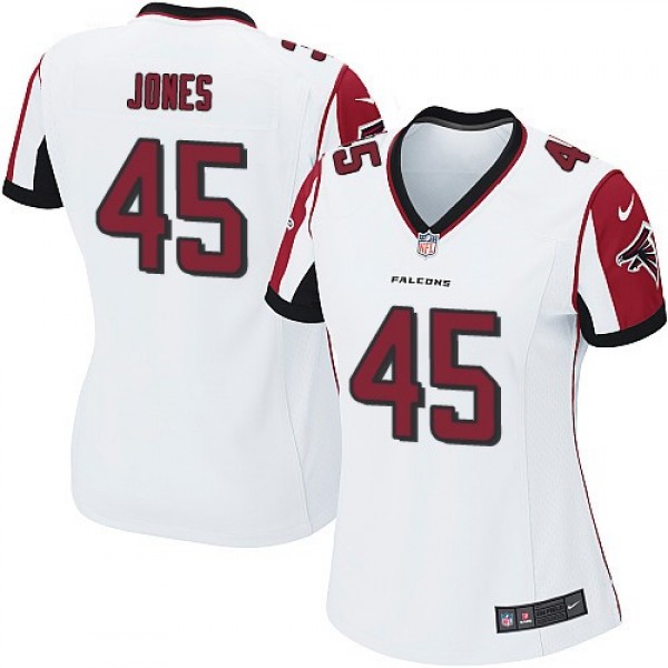 Women's Falcons #45 Deion Jones White Stitched NFL Elite Jersey