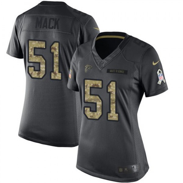 Women's Falcons #51 Alex Mack Black Stitched NFL Limited 2016 Salute to Service Jersey