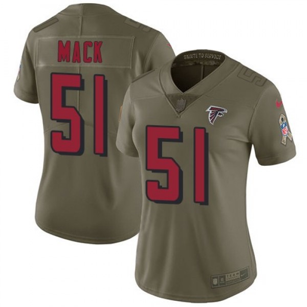 Women's Falcons #51 Alex Mack Olive Stitched NFL Limited 2017 Salute to Service Jersey