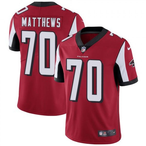 Nike Falcons #70 Jake Matthews Red Team Color Men's Stitched NFL Vapor Untouchable Limited Jersey