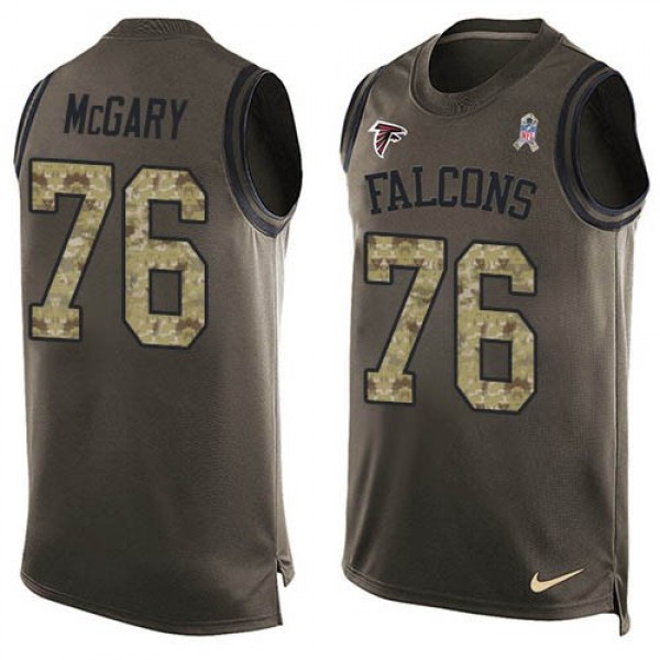 Nike Falcons #76 Kaleb McGary Green Men's Stitched NFL Limited Salute To Service Tank Top Jersey