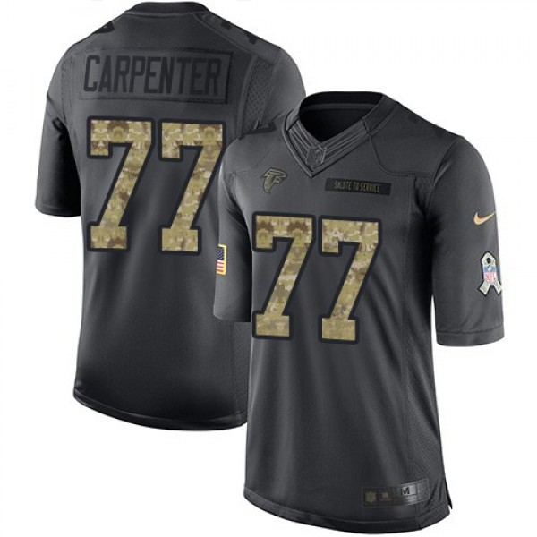 Nike Falcons #77 James Carpenter Black Men's Stitched NFL Limited 2016 Salute To Service Jersey