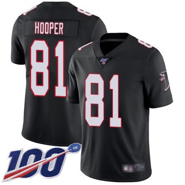 Nike Falcons #81 Austin Hooper Black Alternate Men's Stitched NFL 100th Season Vapor Limited Jersey