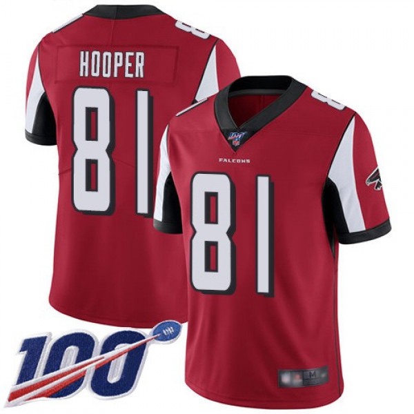 Nike Falcons #81 Austin Hooper Red Team Color Men's Stitched NFL 100th Season Vapor Limited Jersey