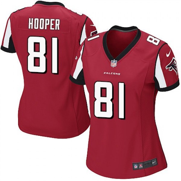 Women's Falcons #81 Austin Hooper Red Team Color Stitched NFL Elite Jersey