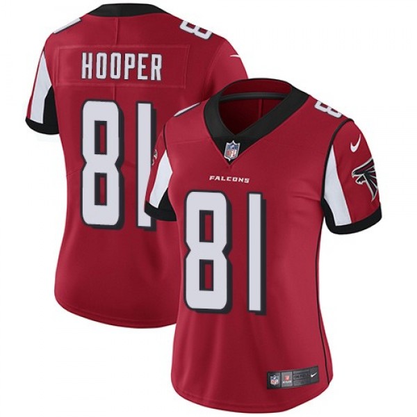Women's Falcons #81 Austin Hooper Red Team Color Stitched NFL Vapor Untouchable Limited Jersey