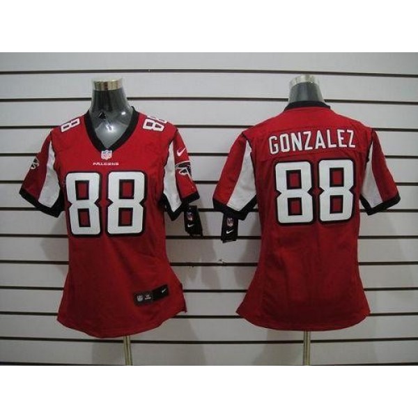 Women's Falcons #88 Tony Gonzalez Red Team Color Stitched NFL Elite Jersey
