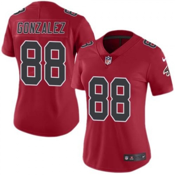 Women's Falcons #88 Tony Gonzalez Red Stitched NFL Limited Rush Jersey