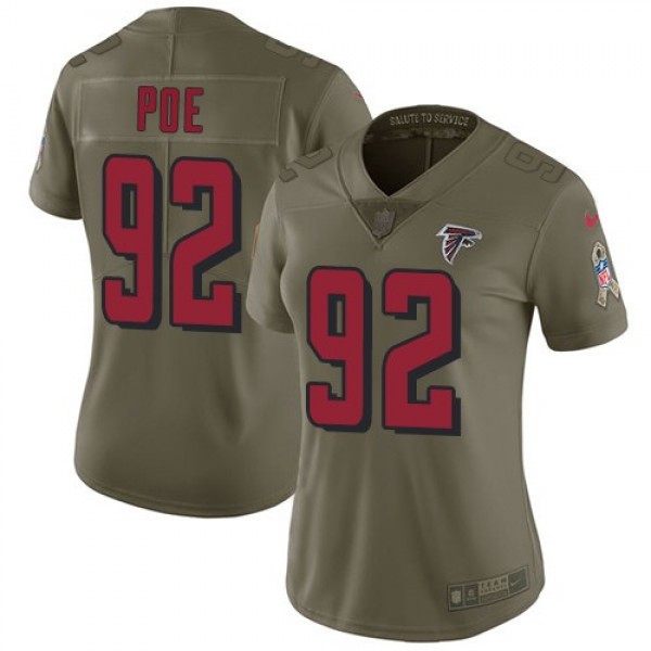 Women's Falcons #92 Dontari Poe Olive Stitched NFL Limited 2017 Salute to Service Jersey