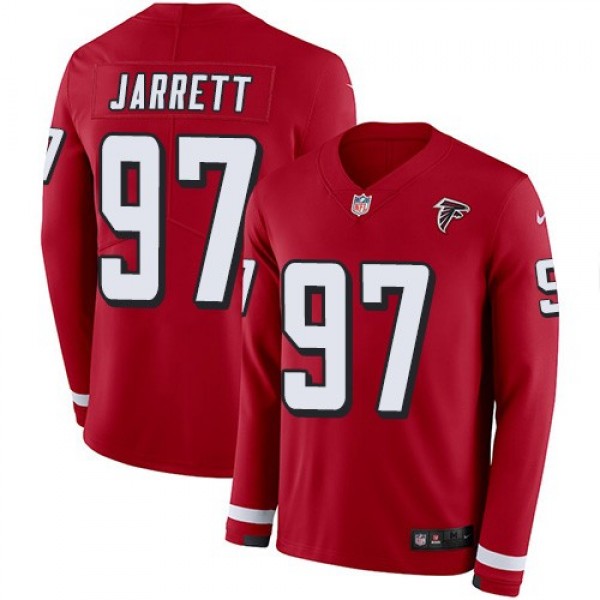 Nike Falcons #97 Grady Jarrett Red Team Color Men's Stitched NFL Limited Therma Long Sleeve Jersey