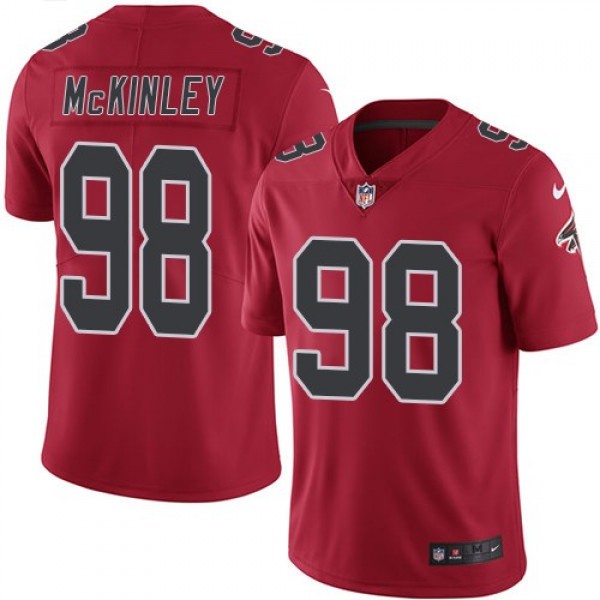 Nike Falcons #98 Takkarist McKinley Red Men's Stitched NFL Limited Rush Jersey