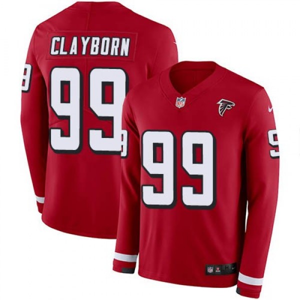 Nike Falcons #99 Adrian Clayborn Red Team Color Men's Stitched NFL Limited Therma Long Sleeve Jersey