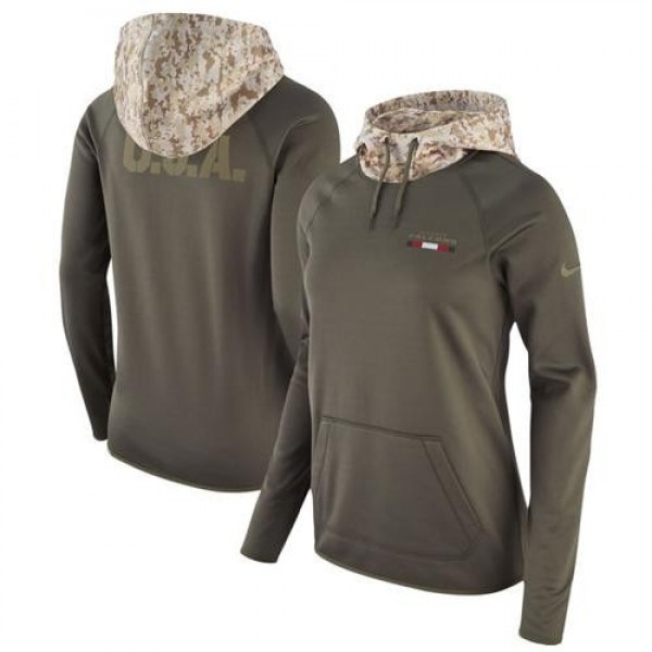 Women's Atlanta Falcons Olive Salute to Service Pullover Hoodie Jersey