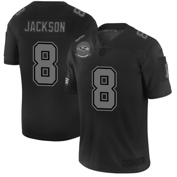 Baltimore Ravens #8 Lamar Jackson Men's Nike Black 2019 Salute to Service Limited Stitched NFL Jersey