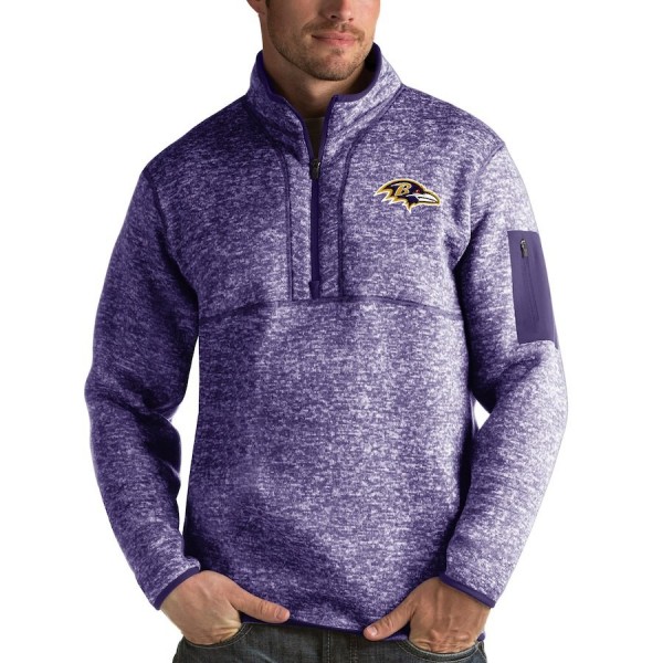 Baltimore Ravens Antigua Fortune Quarter-Zip Pullover Jacket Heather Purple