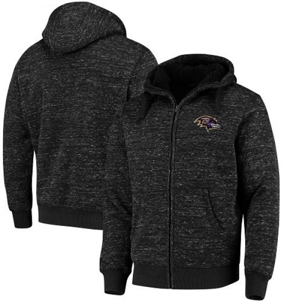 Men's Baltimore Ravens G-III Sports by Carl Banks Heathered Black Discovery Sherpa Full-Zip Jacket