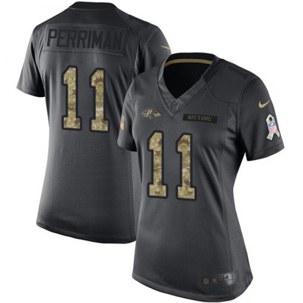Women's Ravens #11 Breshad Perriman Black Stitched NFL Limited 2016 Salute to Service Jersey