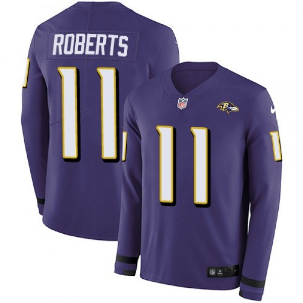 Nike Ravens #11 Seth Roberts Purple Team Color Men's Stitched NFL Limited Therma Long Sleeve Jersey