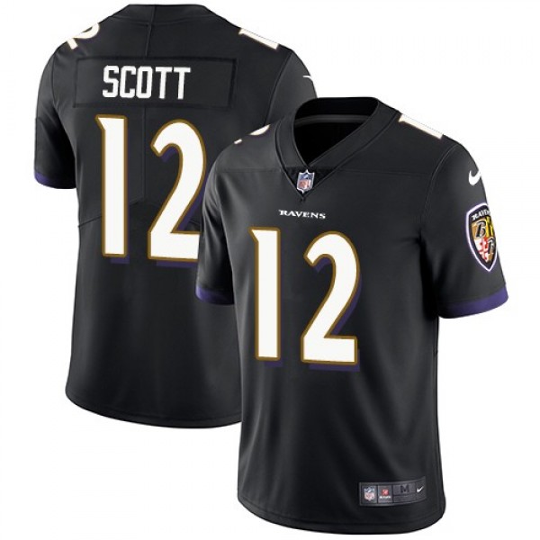 Nike Ravens #12 Jaleel Scott Black Alternate Men's Stitched NFL Vapor Untouchable Limited Jersey