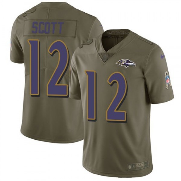 Nike Ravens #12 Jaleel Scott Olive Men's Stitched NFL Limited 2017 Salute To Service Jersey