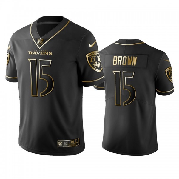 Nike Ravens #15 Marquise Brown Black Golden Limited Edition Stitched NFL Jersey