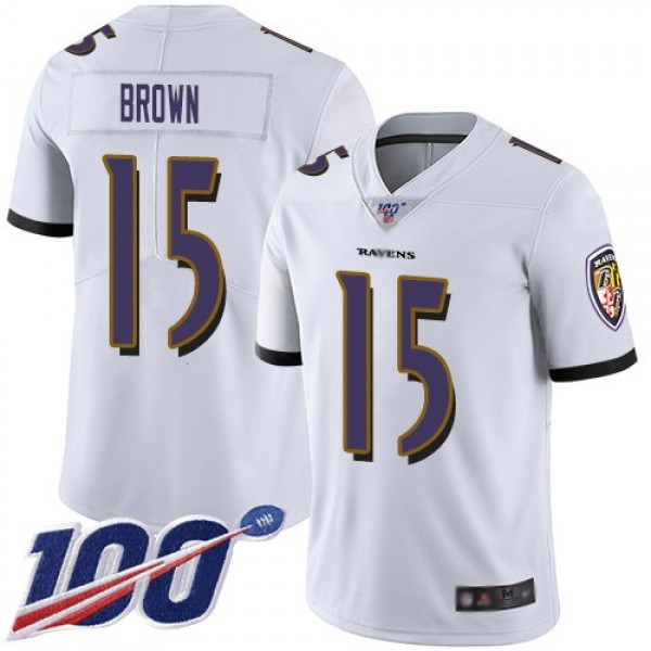 Nike Ravens #15 Marquise Brown White Men's Stitched NFL 100th Season Vapor Limited Jersey