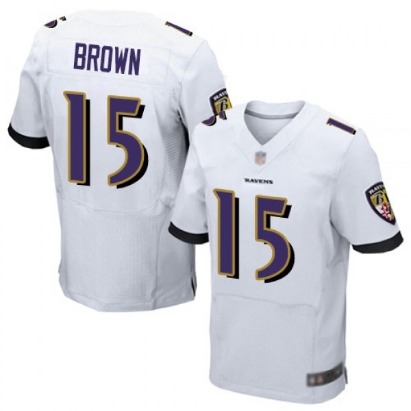 Nike Ravens #15 Marquise Brown White Men's Stitched NFL New Elite Jersey