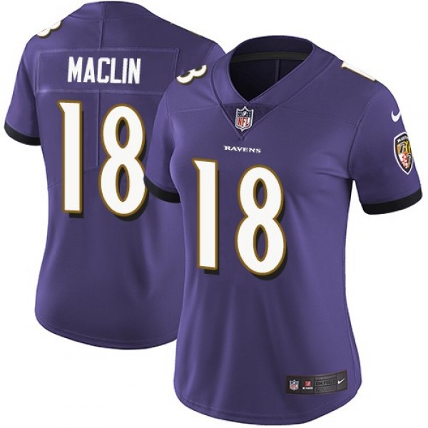 Women's Ravens #18 Jeremy Maclin Purple Team Color Stitched NFL Vapor Untouchable Limited Jersey