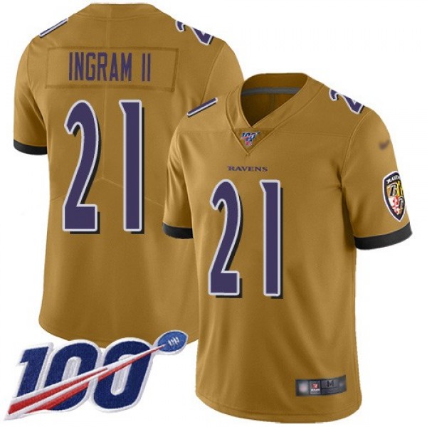 Nike Ravens #21 Mark Ingram II Gold Men's Stitched NFL Limited Inverted Legend 100th Season Jersey