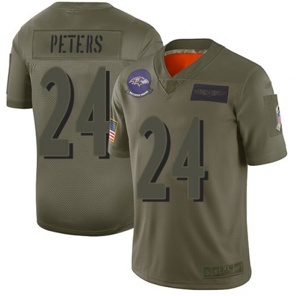 Nike Ravens #24 Marcus Peters Camo Men's Stitched NFL Limited 2019 Salute To Service Jersey