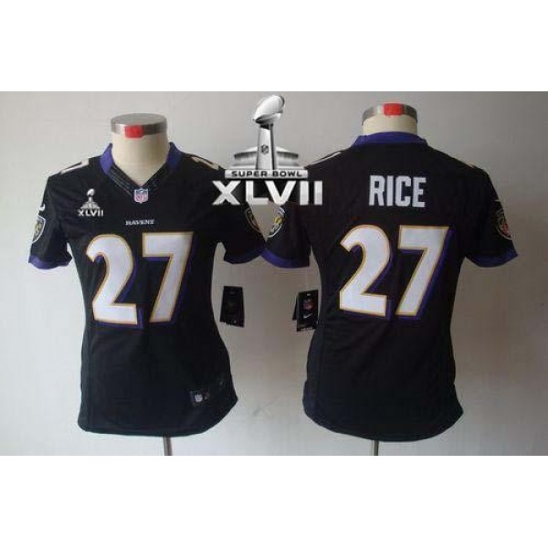 Women's Ravens #27 Ray Rice Black Alternate Super Bowl XLVII Stitched NFL Limited Jersey