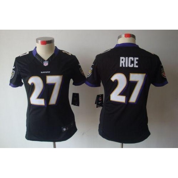 Women's Ravens #27 Ray Rice Black Alternate Stitched NFL Limited Jersey