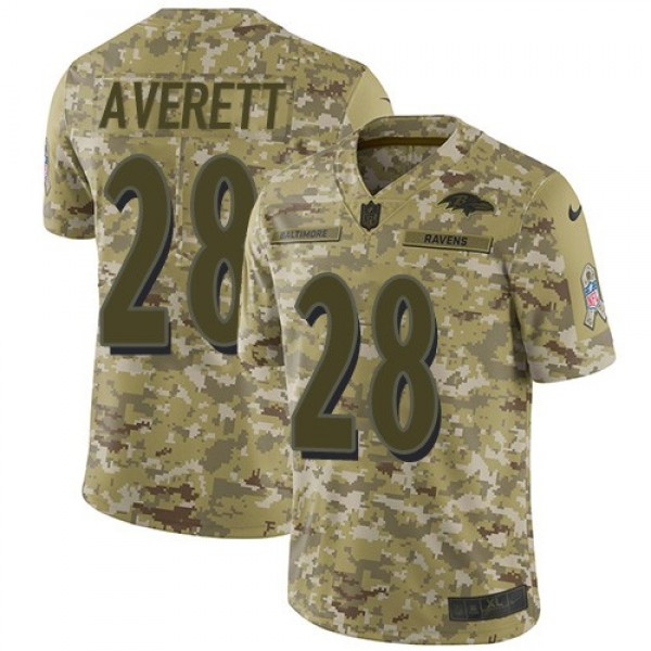 Nike Ravens #28 Anthony Averett Camo Men's Stitched NFL Limited 2018 Salute To Service Jersey