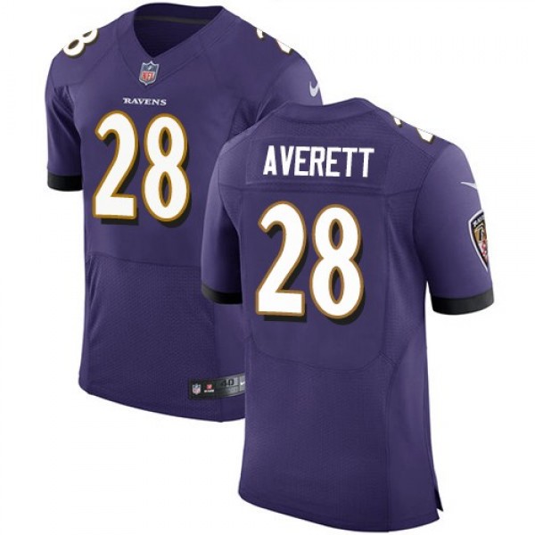 Nike Ravens #28 Anthony Averett Purple Team Color Men's Stitched NFL Vapor Untouchable Elite Jersey