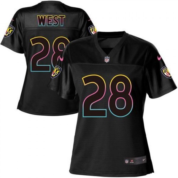 Women's Ravens #28 Terrance West Black NFL Game Jersey