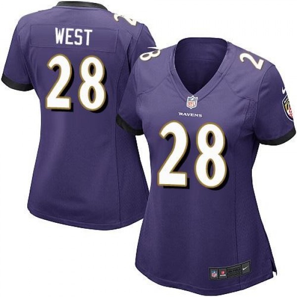 Women's Ravens #28 Terrance West Purple Team Color Stitched NFL New Elite Jersey